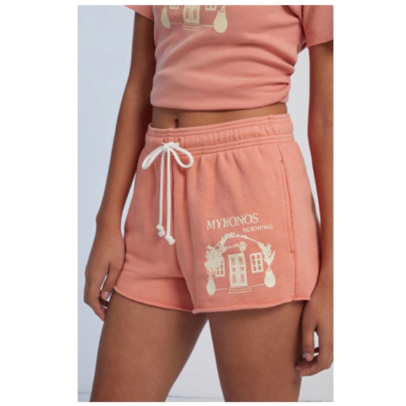 PACSUN Raw Edge Sweatshorts Mykonos Mornings Rust Small - Picture 1 of 11